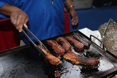 Yankee Stadium bacon bats