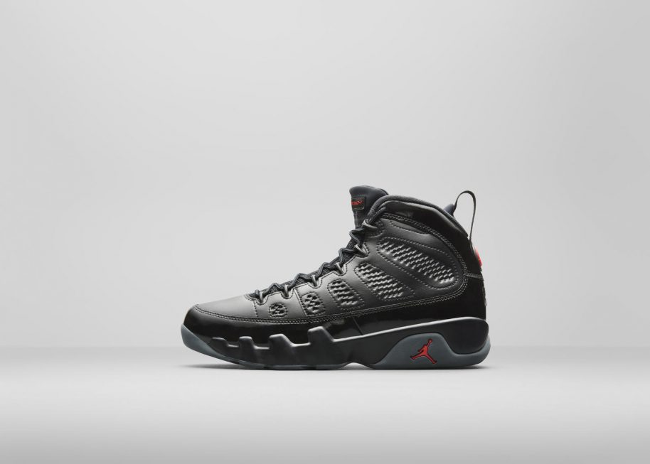 7. AIR JORDAN IX BLACK/UNIVERSITY RED