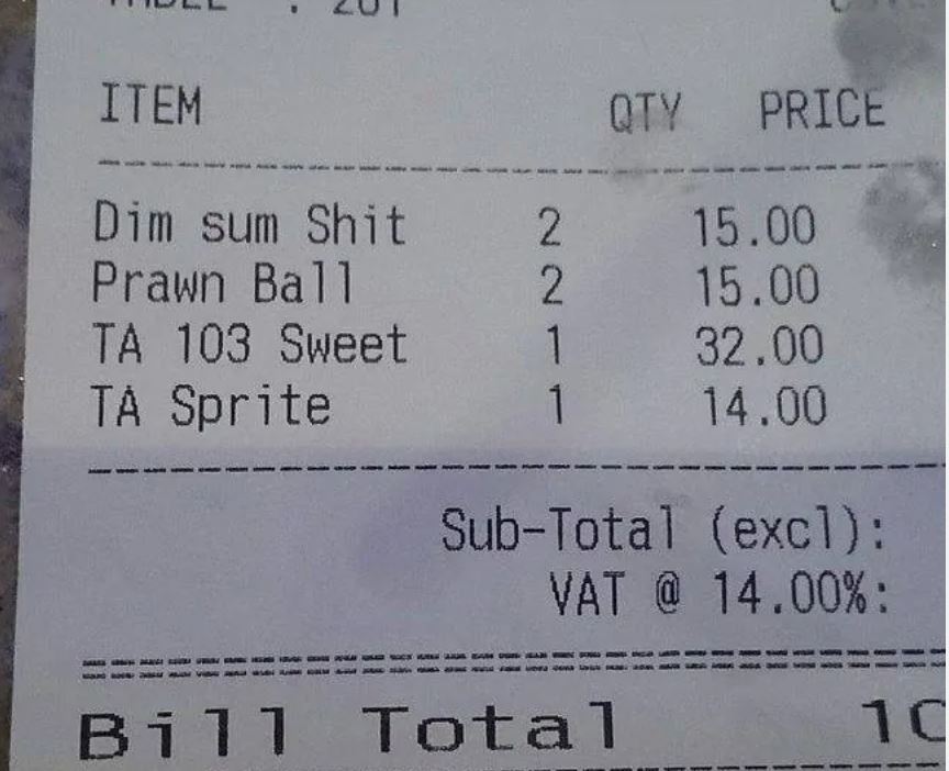 Funniest Receipts #8