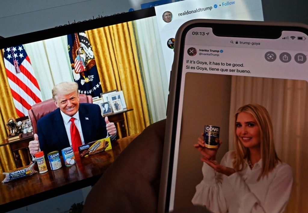 16. Trump and family pose with Goya products. 