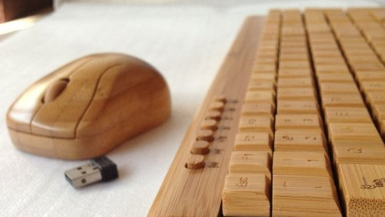 Wooden Keyboard and Mouse